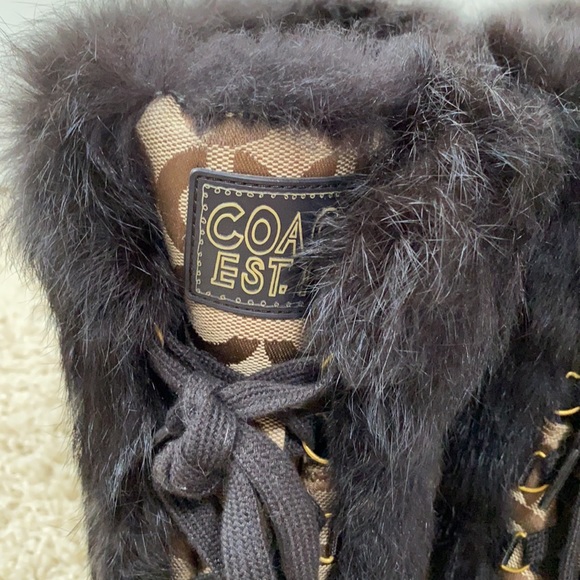 Coach Jennie Brown Fur Boots 7 - Picture 3 of 5